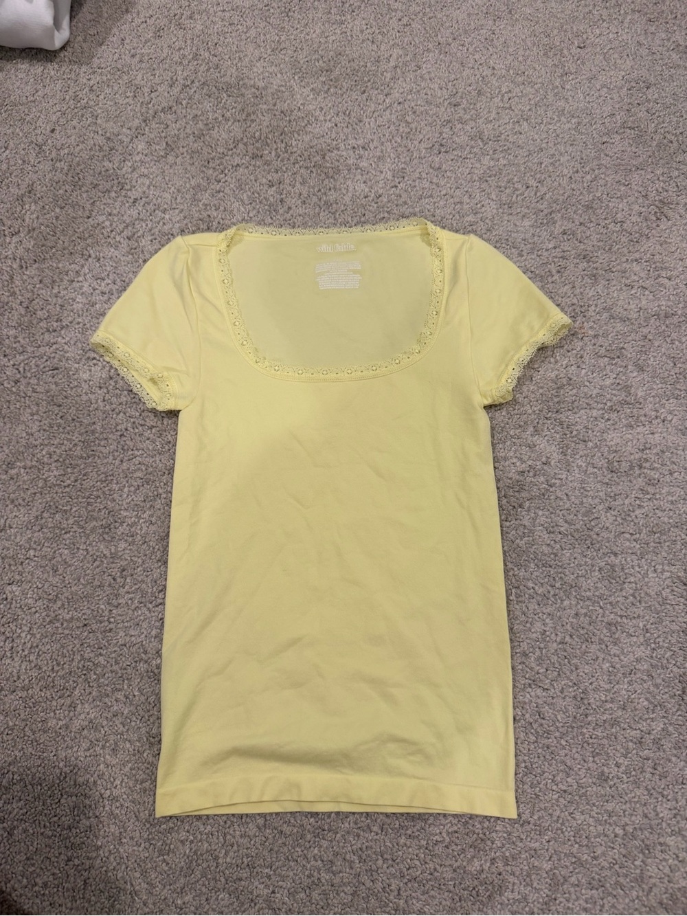 Wild Fable Short Sleeve Lace Trim Square Neck Top